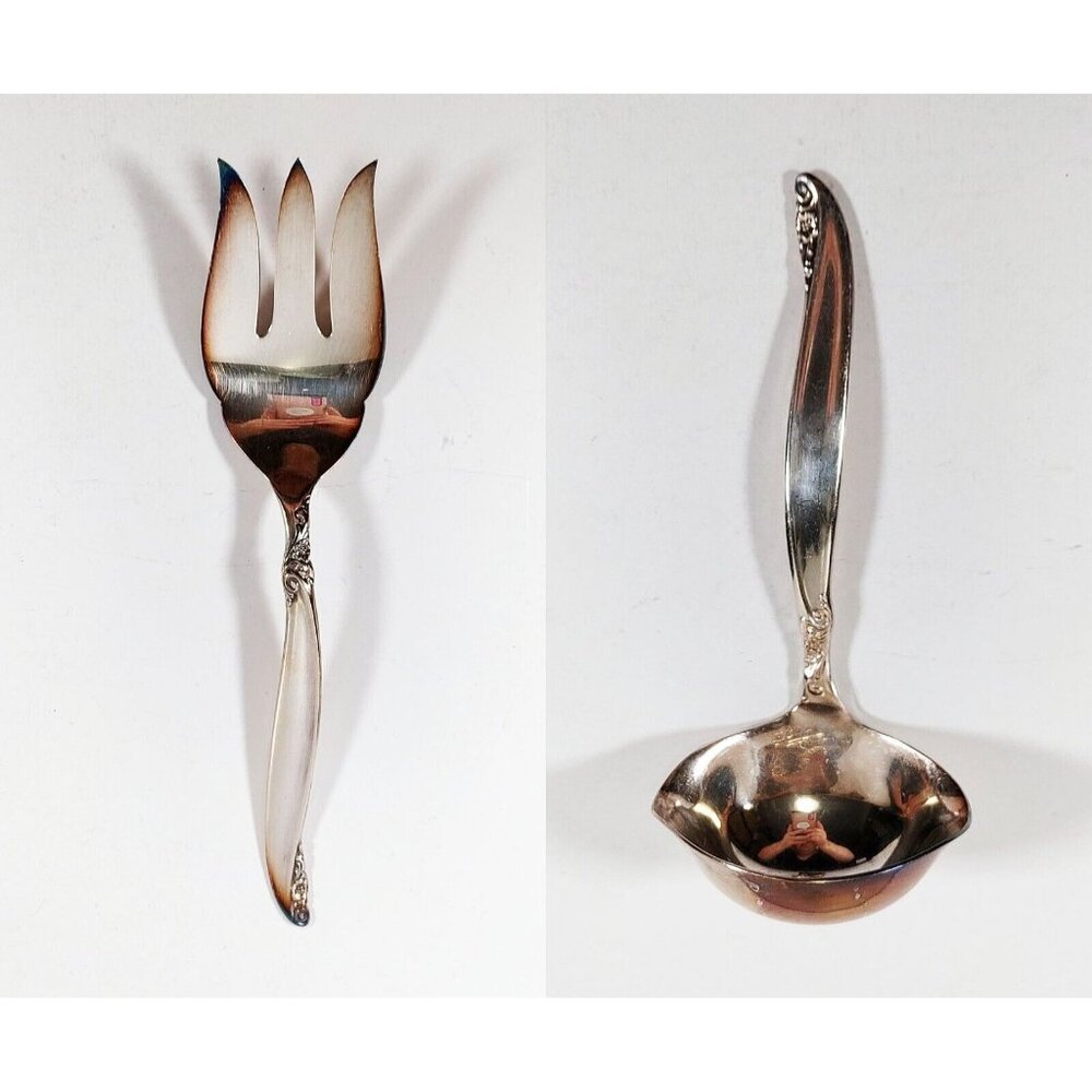 1847 Rogers Bros. IS - Leilani - Gravy Ladle 6", Serv. Fork 9" Silver-plated